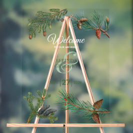 Rustic Pine Greenery Wedding Welcome Sign Acryl Bord