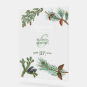 Rustic Pine Greenery Wedding Welcome Sign Acryl Bord (Hoek)