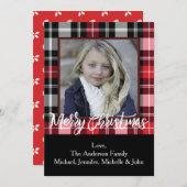 Rustic Pine Holly en Pset kerstfoto Feestdagenkaart (Voorkant / Achterkant)