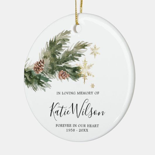 Rustic Pine Leaf in Loving Memory Ornament (Links)