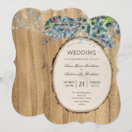 Rustic Pine Lodge Winter Wedding Kaart