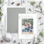 Rustic Pine Merry Family Neutral foto Feestdagenkaart