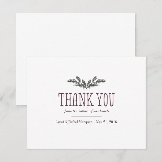 Rustic Pine Naald Hartelijk dank Bedankkaart (Voorkant / Achterkant)