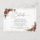 Rustic Pine Poinsettia Floral kerstbruiloft Informatiekaartje (Voorkant)