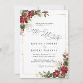 Rustic Pine Poinsettia Floral kerstbruiloft Kaart (Voorkant)