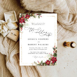 Rustic Pine Poinsettia Floral kerstbruiloft Kaart