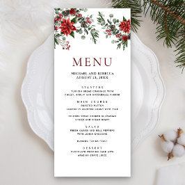 Rustic Pine Poinsettia Floral kerstbruiloft Menu