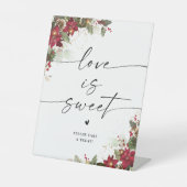 Rustic Pine Poinsettia Wedding Love is een zoet te Reclamebord Met Voetstuk (Voorkant)