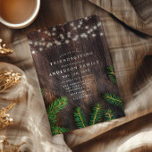 Rustic Pine String Lights Houts Friendsgiving Part Kaart