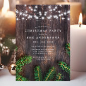 Rustic Pine String Lights Wood Kerstfeest Kaart