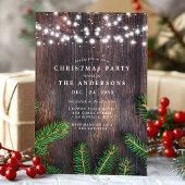 Rustic Pine String Lights Wood Kerstfeest Kaart