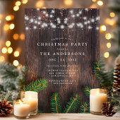 Rustic Pine String Lights Wood Kerstfeest Kaart