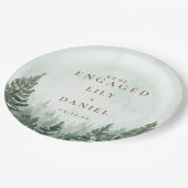 Rustic Pine Tree Forest Engagement Party Papieren Bordje (Gekanteld)