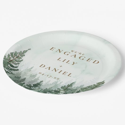 Rustic Pine Tree Forest Engagement Party Papieren Bordje (Gekanteld)
