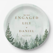 Rustic Pine Tree Forest Engagement Party Papieren Bordje (Voorkant)
