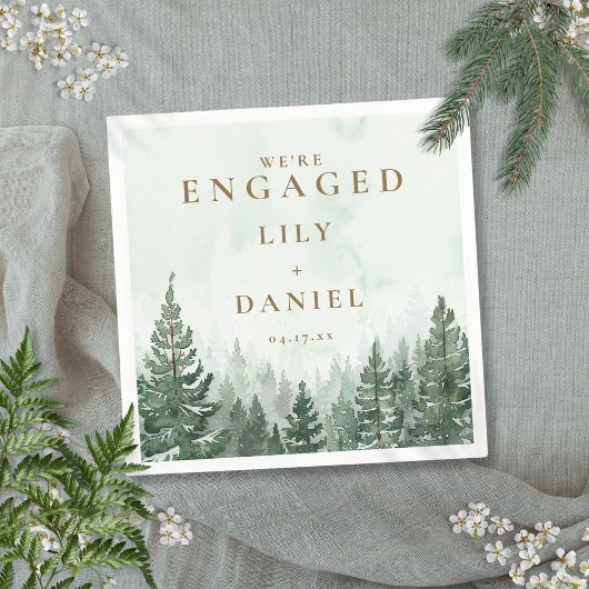 Rustic Pine Tree Forest Engagement Party Servet