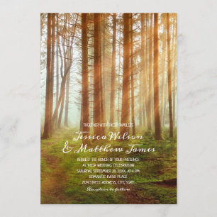 Rustic Pine Tree Forest Summer Country Weddenschap Kaart