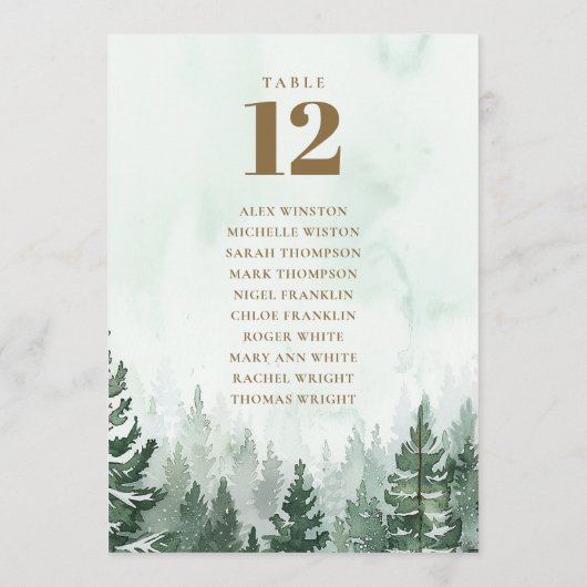 Rustic Pine Tree Forest Tafelnummer Zitenkaart (Achterkant)