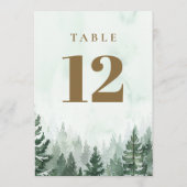 Rustic Pine Tree Forest Tafelnummers (Achterkant)