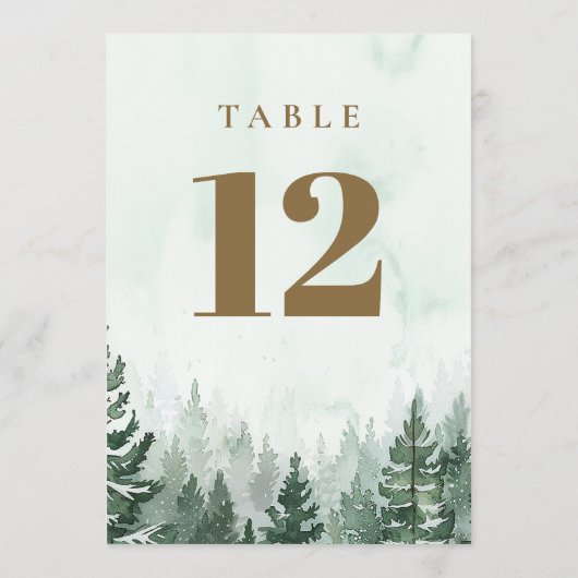 Rustic Pine Tree Forest Tafelnummers (Achterkant)
