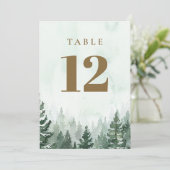 Rustic Pine Tree Forest Tafelnummers (Staand voorkant)