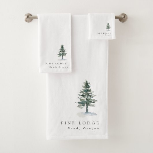 Rustic Pine Tree Motel Business Guest Bad Handdoek (Insitu)
