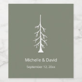 Rustic Pine Tree Sage Green Casual Wedding  Wijn Etiket (Enkel label)
