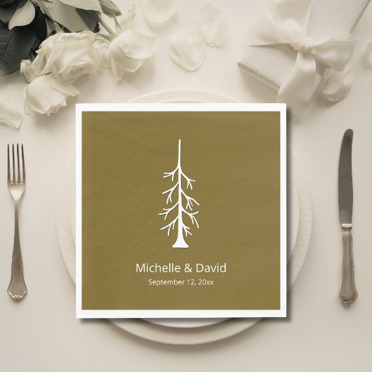 Rustic Pine Tree Woodland Casual Wedding Brown Servet