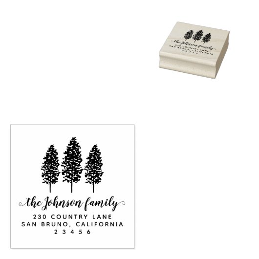 Rustic Pine Trees Aangepast adres van de Terugkeer Rubberstempel (Gestempeld)