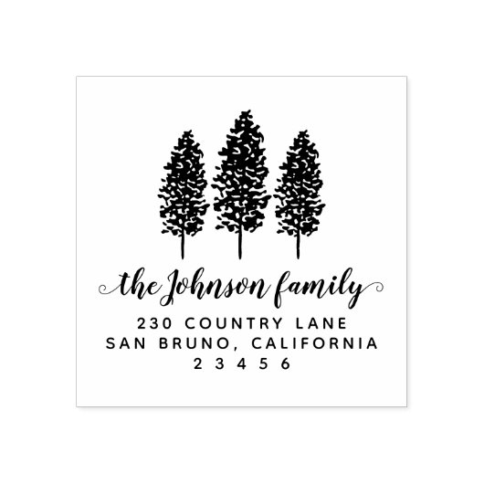 Rustic Pine Trees Aangepast adres van de Terugkeer Rubberstempel (Afrduk)