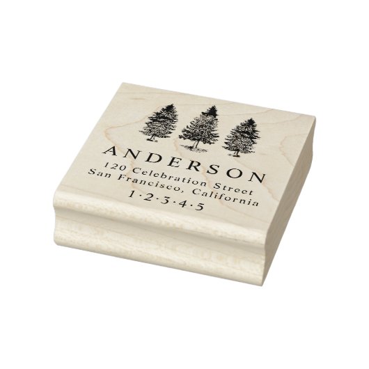 Rustic Pine Trees Aangepast retouradres Rubberstempel (Stempel)