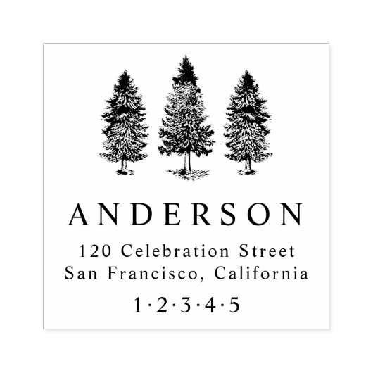 Rustic Pine Trees Aangepast retouradres Rubberstempel (Afrduk)