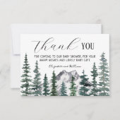 Rustic Pine Trees Baby shower Dank u kaart (Voorkant)