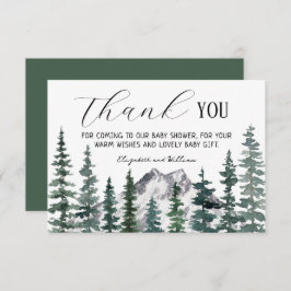 Rustic Pine Trees Baby shower Dank u kaart