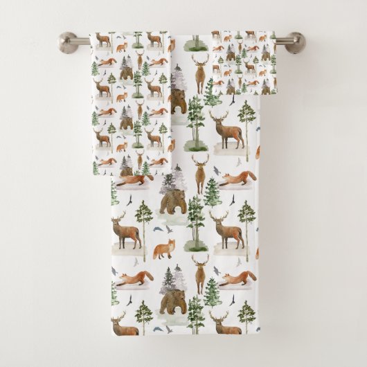 Rustic Pine Trees Bad Handdoek (Insitu)