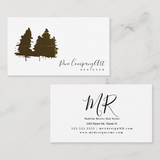 Rustic Pine Trees Designer Visitekaartje (Voorkant / Achterkant)