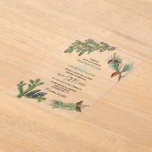 Rustic Pine Trees Forest Greenery Wedding Acryl Uitnodigingen (Laagn)