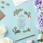 Rustic Pine Trees Forest Greenery Wedding Acryl Uitnodigingen (Insitu (Huwelijk))