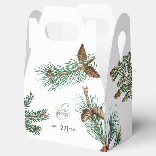 Rustic Pine Trees Forest Greenery Wedding Bedankdoosjes (Geopend)