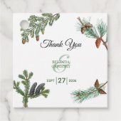 Rustic Pine Trees Forest Greenery Wedding Bedankjes Labels (Voorkant)