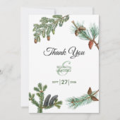 Rustic Pine Trees Forest Greenery Wedding Bedankkaart (Voorkant)