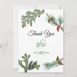 Rustic Pine Trees Forest Greenery Wedding Bedankkaart