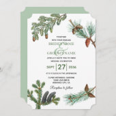 Rustic Pine Trees Forest Greenery Wedding Kaart (Voorkant / Achterkant)