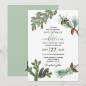Rustic Pine Trees Forest Greenery Wedding Kaart (Voorkant / Achterkant)