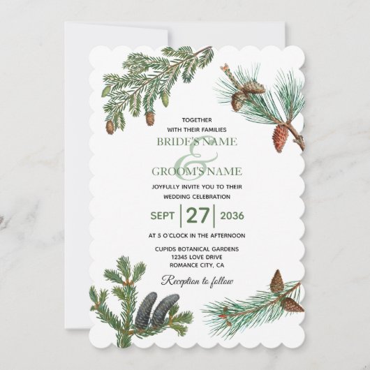 Rustic Pine Trees Forest Greenery Wedding Kaart (Voorkant)