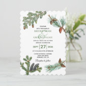 Rustic Pine Trees Forest Greenery Wedding Kaart (Staand voorkant)