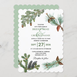 Rustic Pine Trees Forest Greenery Wedding Kaart
