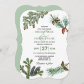 Rustic Pine Trees Forest Greenery Wedding Kaart (Voorkant / Achterkant)