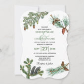 Rustic Pine Trees Forest Greenery Wedding Kaart (Voorkant)