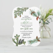 Rustic Pine Trees Forest Greenery Wedding Kaart (Staand voorkant)